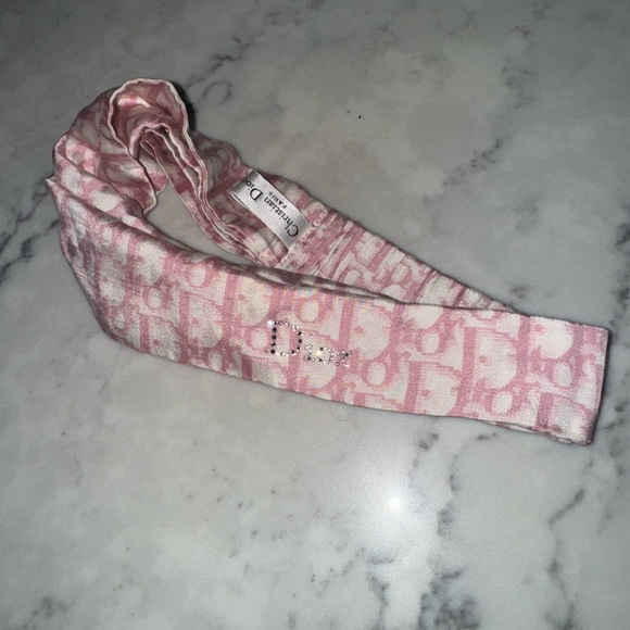 Auth Dior Pink Oblique Silk Headband - Vintage - Picture 2 of 7